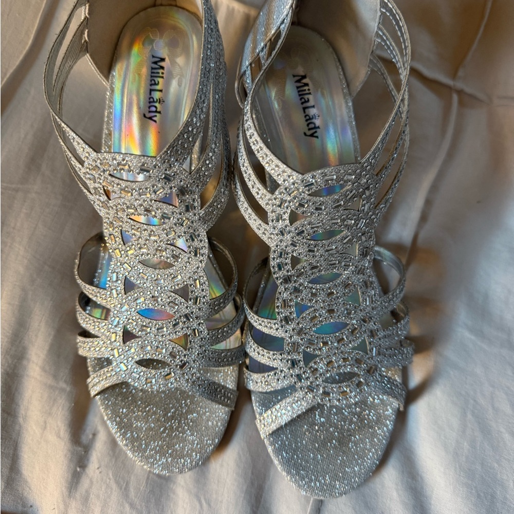 Silver Strappy Women's Sandals